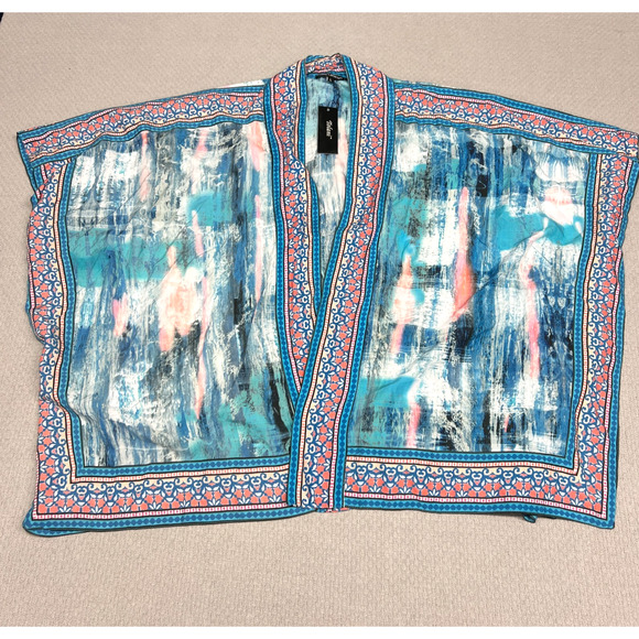 Tolani Collection Open Front Wrap Kimono Womens Large Colorful Boho Art - Picture 1 of 10